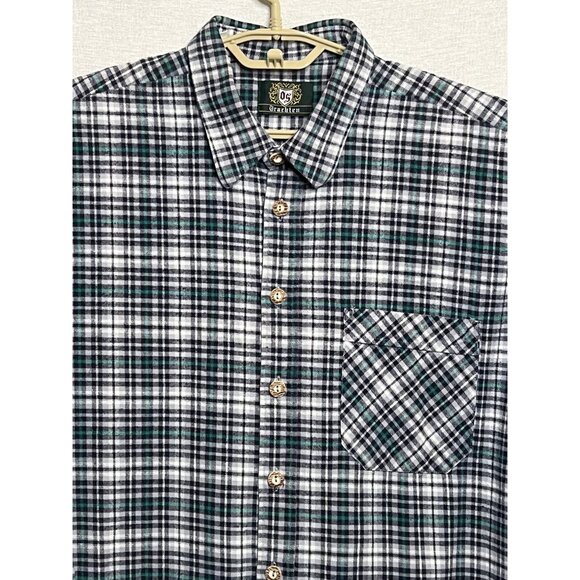 VNT OS Trachten Men XXL EU45/46  Flannel Cotton Navy Green Western Rustic Alpine - Picture 4 of 16